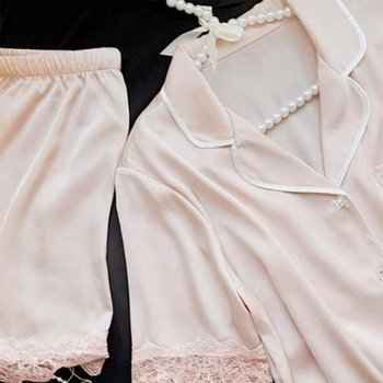 [오노마] ONM 큐빅포인트실크잠옷 실크상하파자(핑크)안대미포 (29551334)