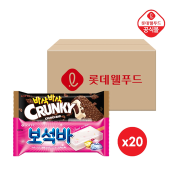 롯데 바삭바삭 크런키바 80ml 20개 + 보석바 80ml 20개