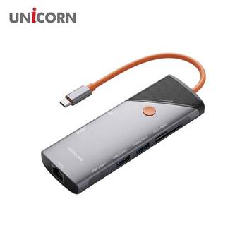 유니콘 8IN1 기가LAN/HDMI USB멀티허브 PD90W충전 4K미러링 TF SD카드리더 TC