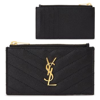 생로랑 카산드라 블랙 지퍼 카드지갑 금장 607915 BOW01 1000 148403016