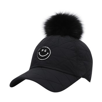 여성 부클 스마일 폼폼이 퀼팅 볼캡 521E4CP004BK_s