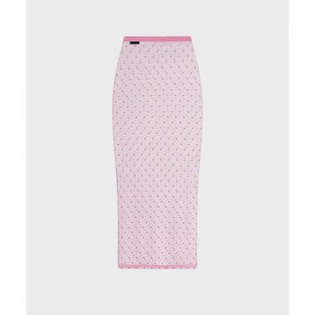 MARINE SERRE 여성 플림티 문 매쉬 플록 롱 스커트 핑크 PLUMETIS MOON MESH FLOCK LONG SKIRT P