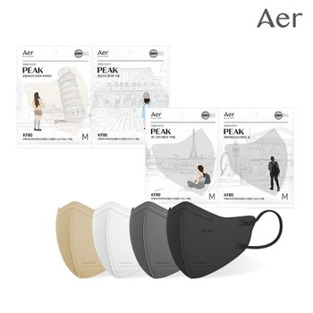[아에르 공식] KF80 피크 라이트핏 마스크 25개입(XS,S,M,L) 14종 택 1