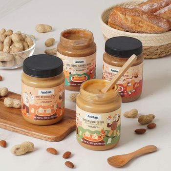 안단잼 무첨가 피넛버터 크런치크리미 아몬드버터 크런치크리미 400g 2+2