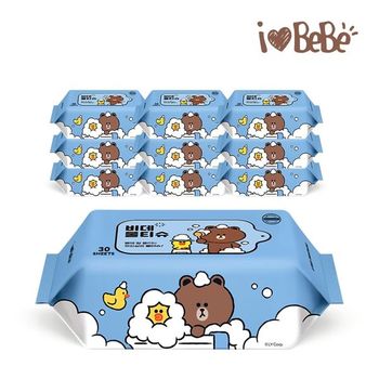 라인프렌즈 버블에디션 30매 비데용 10팩 리필형 아기물티슈_P356419022