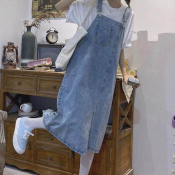 여성 WWDC5800 러블리 데일리 유니크한 데님멜빵 언발란스