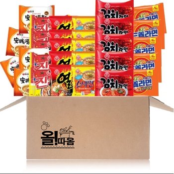 올따옴 멀티 라면 6봉 선물박스 1호(안성,진매,열,스낵,김치,삼양 각5입)