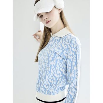 여성 로고 패턴 스웨터 블루  IW0DRD40343 _P350075995