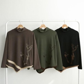 KST6893키시로 티셔츠 목폴라티 여성 윈터 판쵸 펑퍼짐한_18177005_597559