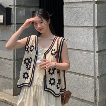 [공구우먼] [제작] 센토리 크로쉐 오픈 니트 베스트 75966 빅사이즈 여성의류