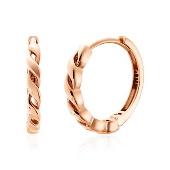 [비앤비골드] 18K 라운딩 웨이브 꼬임 원터치 링귀걸이 한쌍 SNE42126