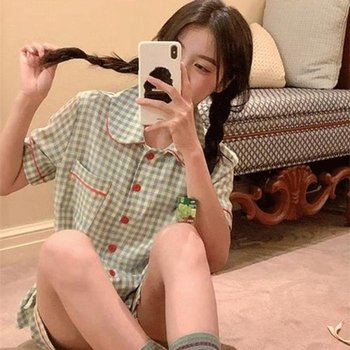 [오노마] ONM 바닐라 체크 파자마 침실 홈웨어 편한 여자 수면 긴팔 (37294046)