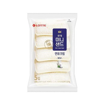 롯데 미니샌드 연유크림 5입 베이커리빵 100g x 3개