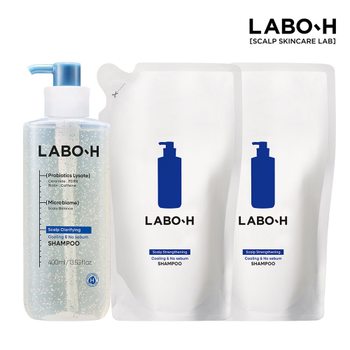 라보에이치 탈모증상완화 샴푸 두피쿨링 400ml 1개+ 400ml 리필팩 2개