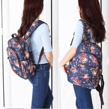 꽃무늬 백팩 여자 대학생 직장인 데일리 캐주얼룩 회