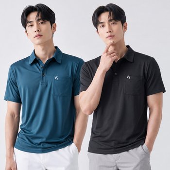 1+1 김영주골프 남성 프리즈쉴드 냉감 골프웨어 필드 썸머 반팔 카라 티셔츠(M7OPSS15)