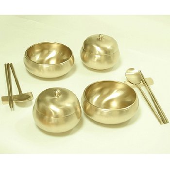 한국유기 전통 옥바리 원앙 세트 2인용 수저와 받침 제외