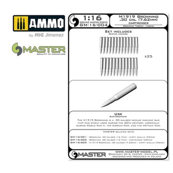 CGGM-16-004 1대16 M1919 브라우닝 .30 Caliber (7.62mm) - 카트리지(25 pcs.)