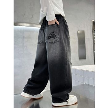 베이직 와이드 블랙 워싱 데님 팬츠 R21174