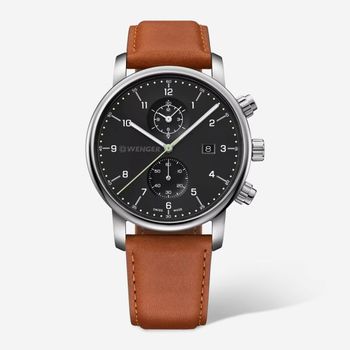 [해외] Wenger 벤거 스위스 아미 01.1743.121 어반 클래식 블랙 다이얼 크로노그래프 시계 42mm 7885856