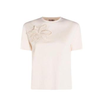 26 SS TWINSET 플로럴 아플리케 티셔츠 261TP2080S0415807222 TP450742869