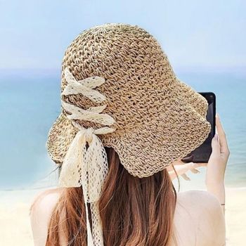 라탄 모자 여름 여성 버킷햇 바캉스 휴대용 여행