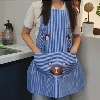 곰돌이 979BIM55 포켓앞치마 스트라이프 유치원교사앞치마 블루