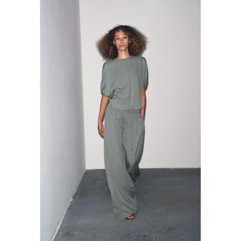 [해외] 우먼 ZARA 자라 ZW 컬렉션 플로잉 파자마 트라우저스 바지 팬츠 - 블루 그레이 10985896