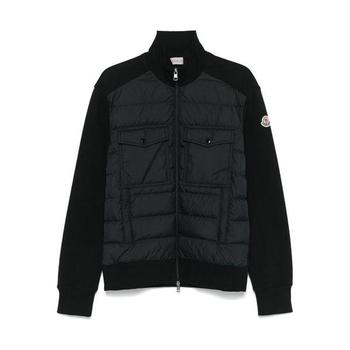 MONCLER [몽클레어] 로고 패치 니트 다운 믹스 집업 블랙 남성 자켓 8G00033 89AHS 999TEO