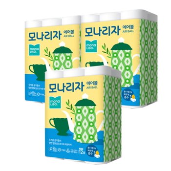 모나리자 에어볼 키친타올 150매 12롤 3개