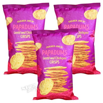 [해외] 트레이더조 파파둠스 렌틸앤칙피 크리스피 스낵 142gX3개 TRADER JOE`S PAPADUMS LENTIL AND CHI