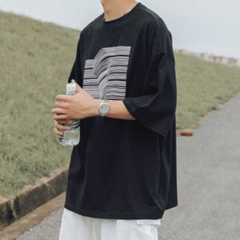 남자 DZZ849O1 라운드넥 반팔티 여름 패션 5부 프린팅 캐주얼