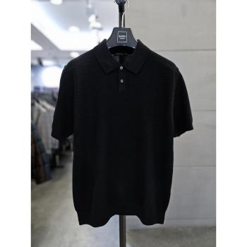 바쏘옴므 세이브존03 바쏘옴므 남성 블랙 면혼방 반팔 카라 니트 WSAQA2WT0-A5 (S46612834)