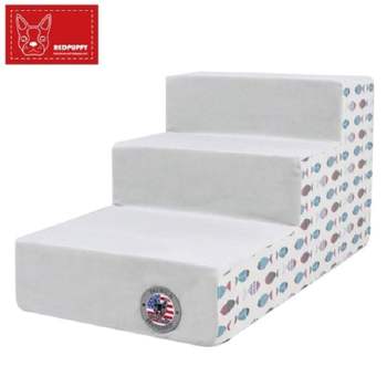 레드퍼피피쉬아트펫스텝3단 컬러그레이 강아지침대 고