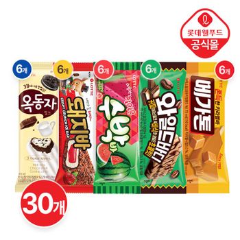 [롯데] 판매왕 아이스크림 5종 30개 (돼지바,옥동자,메가톤 외)..[35968149]