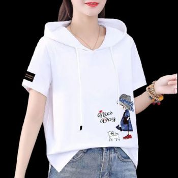 후드 인기 애니레터 반팔티 프린팅 감성 여름 후드반팔티