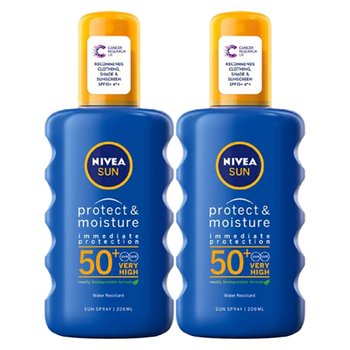 [해외] 니베아 썬 프로텍트 모이스쳐 SPF50 선크림 로션 스프레이 200ml 2개