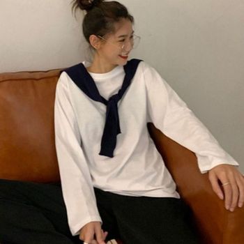 30 HNNR0975 차분한 인기 20대 기본 디자인 감성 라운드넥 블랙 화이트