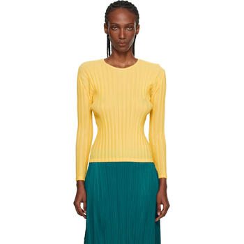 이세이미야케 티셔츠 옐로우 골지 플리츠 재뉴어리 티셔츠 261941F1100