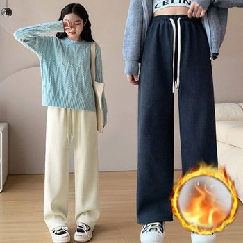 코듀로이 기모 바지 골덴 일자 밴딩 겨울 벨벳 팬츠 여성바지 겨울바지 (WD38036)