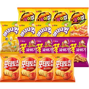 농심 포테토칩양념치킨맛4봉+꿀꽈배기4봉+바나나킥4봉+오징어집4봉