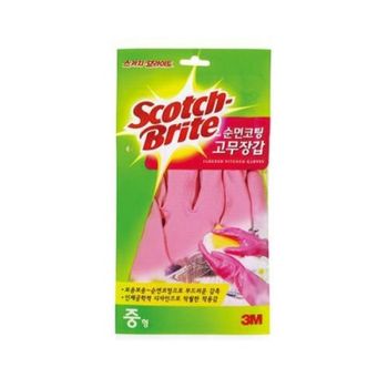 3M 순면코팅 고무장갑 분홍 중형 6EA 가정 주방장갑