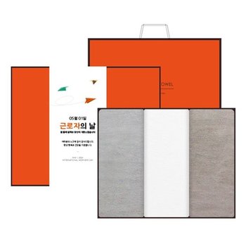 송월 근로자의날 기념 뉴컬러무지 3매선물세트 쇼핑백 기념수건 기념선물 수건 타올
