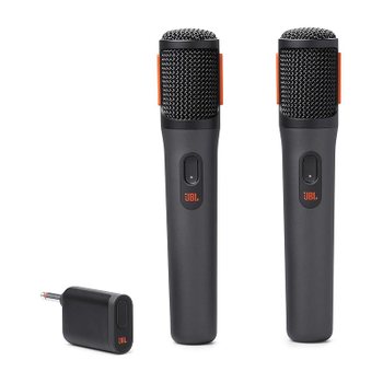 [해외] JBL PartyBox 무선 마이크 2개 세트 2.4GHz 디지털 단일 지향성 최대 30m 유효 거리 블랙
