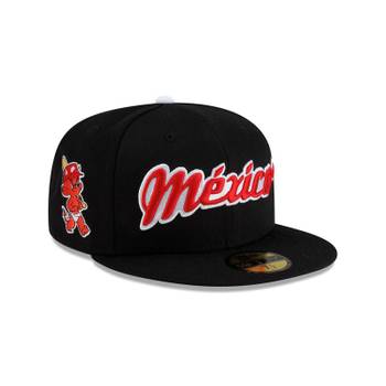 [해외] 뉴에라 본앤레이즈드 x 디아블로스 로호스 델 멕시코 워드마크 블랙 59FIFTY 5950 피티드 모자 1