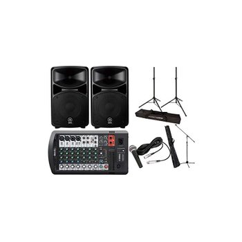 [해외] 스피커 스탠드 + 마이크 세트 포함 YAMAHA Bluetooth 지원 PA 시스템 STAGEPAS600BT