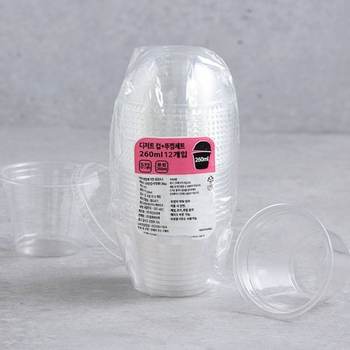 [(주)덕신프라텍][택배]디저트컵+뚜껑세트 260ml 12개입