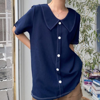 빅사이즈 407 마리네버튼카라블라우스 DBSO433 (17396912)