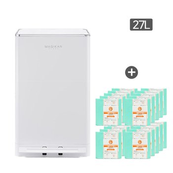 매직캔 휴지통 쓰레기통 크롬히포 271L 화이트 (추가 리필 20롤)