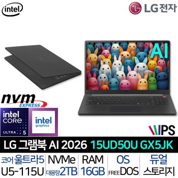그램북 15UD50U-GX5JK_T4 인텔 울트라5 IPS FHD PD충전 지원 사무용 AI 노트북 포토샵 대학생